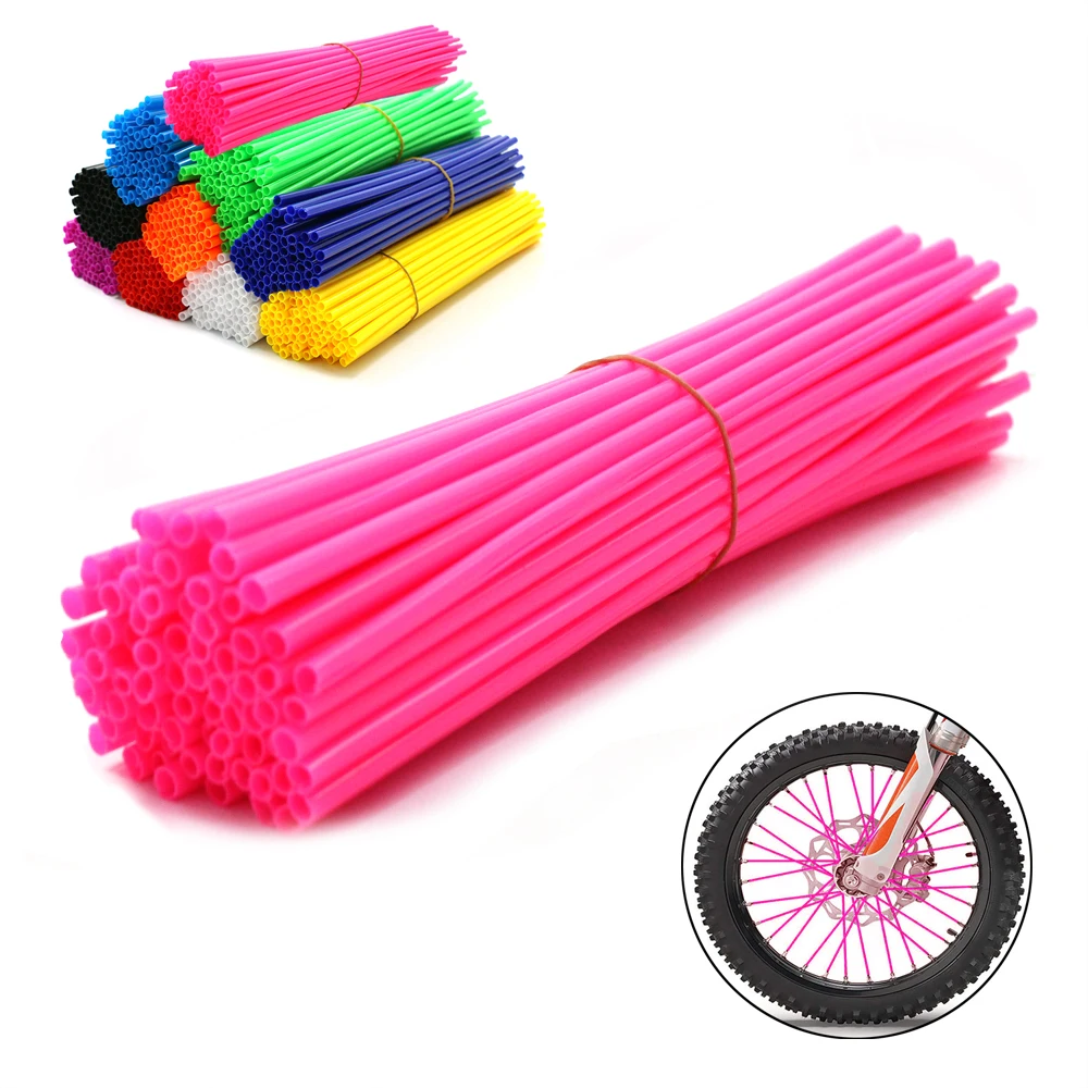 72pcs Motorcycle Dirt Bike Colorful Wheel Spoked Protector Wraps Rims Skin Trim Covers Pipe Decor For Yamaha Honda Kawasaki BMW