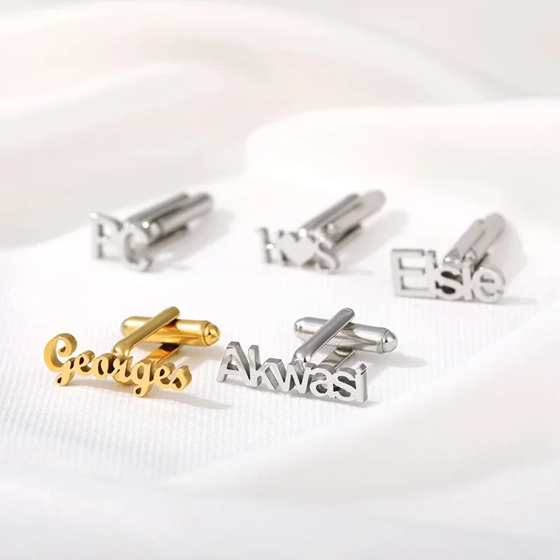 Personalized Customization 1pair Men Fashion Cufflinks Wedding Date Cufflink Shirt Cuff Button Clip Gentleman Shirt Wedding Gift