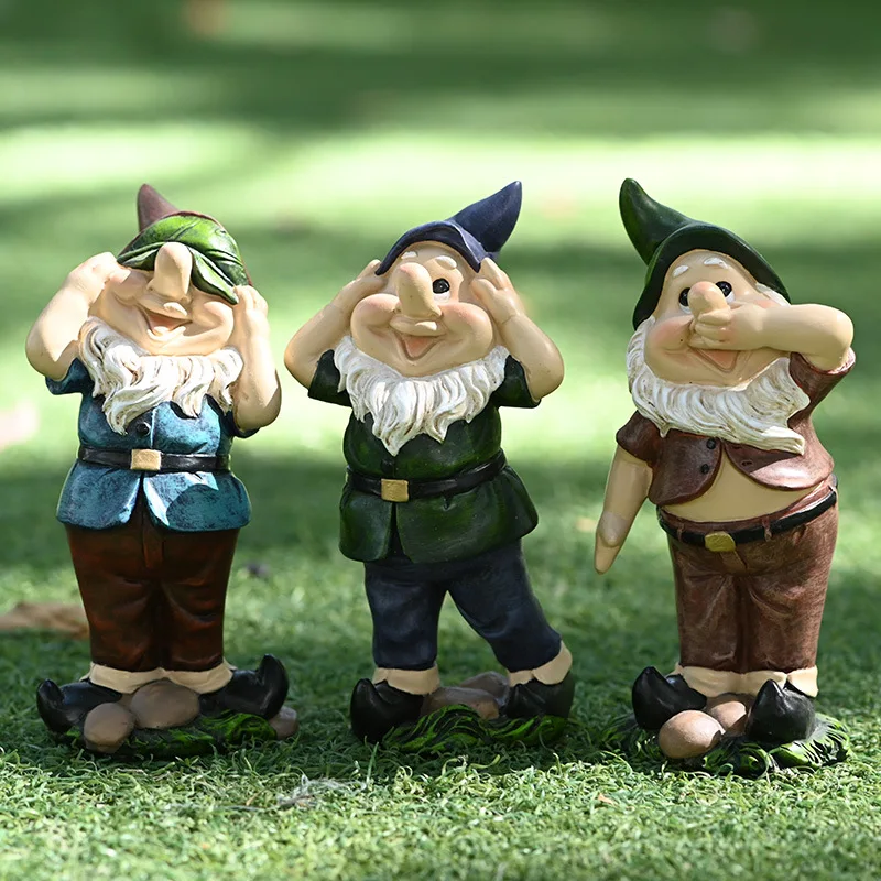 Hot Sale Dwarf Cartoon Resin Ornaments Micro Landscape Garden Home Decoration Cute Gifts for Friend Garden Statues Sculptures