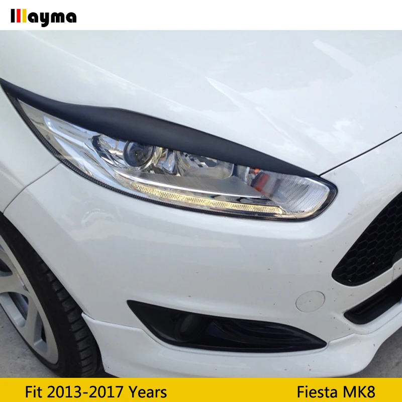 Fiber glass Car Eyebrows For Ford Fiesta 2013 - 2017 year MK7.5 FRP matte black Primer lamp eyelid front Headlight Cover Sticker