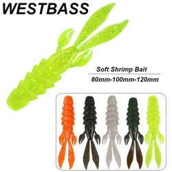 WESTBASS Crazy Flapper Fishing Lures 8-10-12cm Shrimp Soft Bait Larva Silicone Wobbler Rubber Trolling Swimbait Bass Pesca Isca