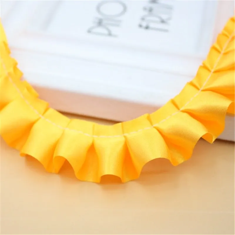 30yards 2.5cm 16colors Satin Ruffle Lace Trim Ribbon Pleated Tape Dress Doll and girl dress Clothes 0.98\'\' Width