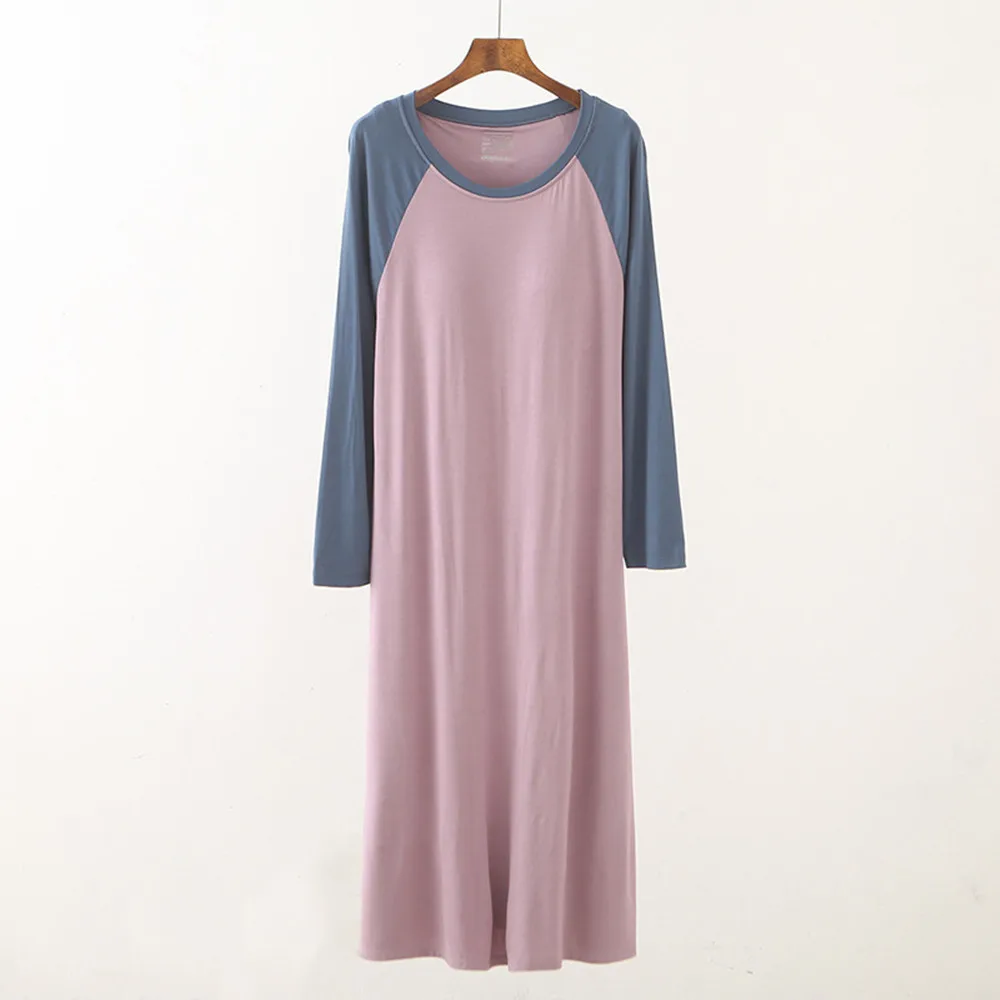 Fdfklak New Loose Sleeping Dress Nighty Night Wear 2023 Spring Autumn With Chest Pad Nightdress Long Sleeve Sleepwear Woman