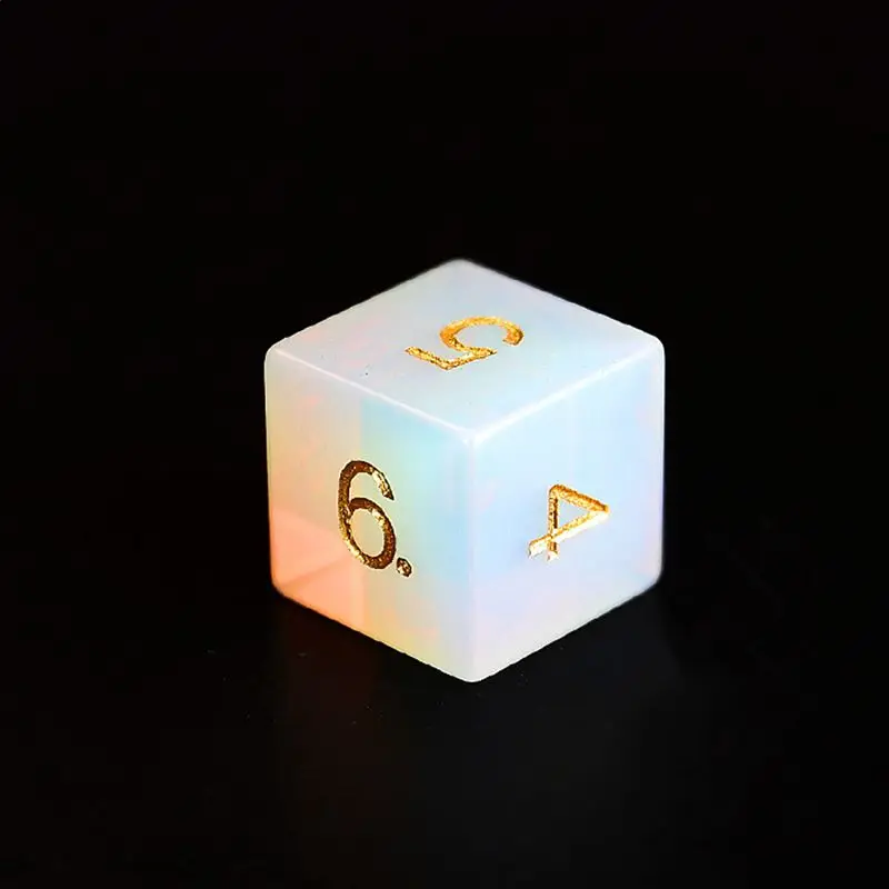 Opal Gems Dice Set Number Handmade Engrave Stone Polyhedral Dice Crafts D4 D6 D8 D10 D12 D20 Dice For DND RPG COC Table Games