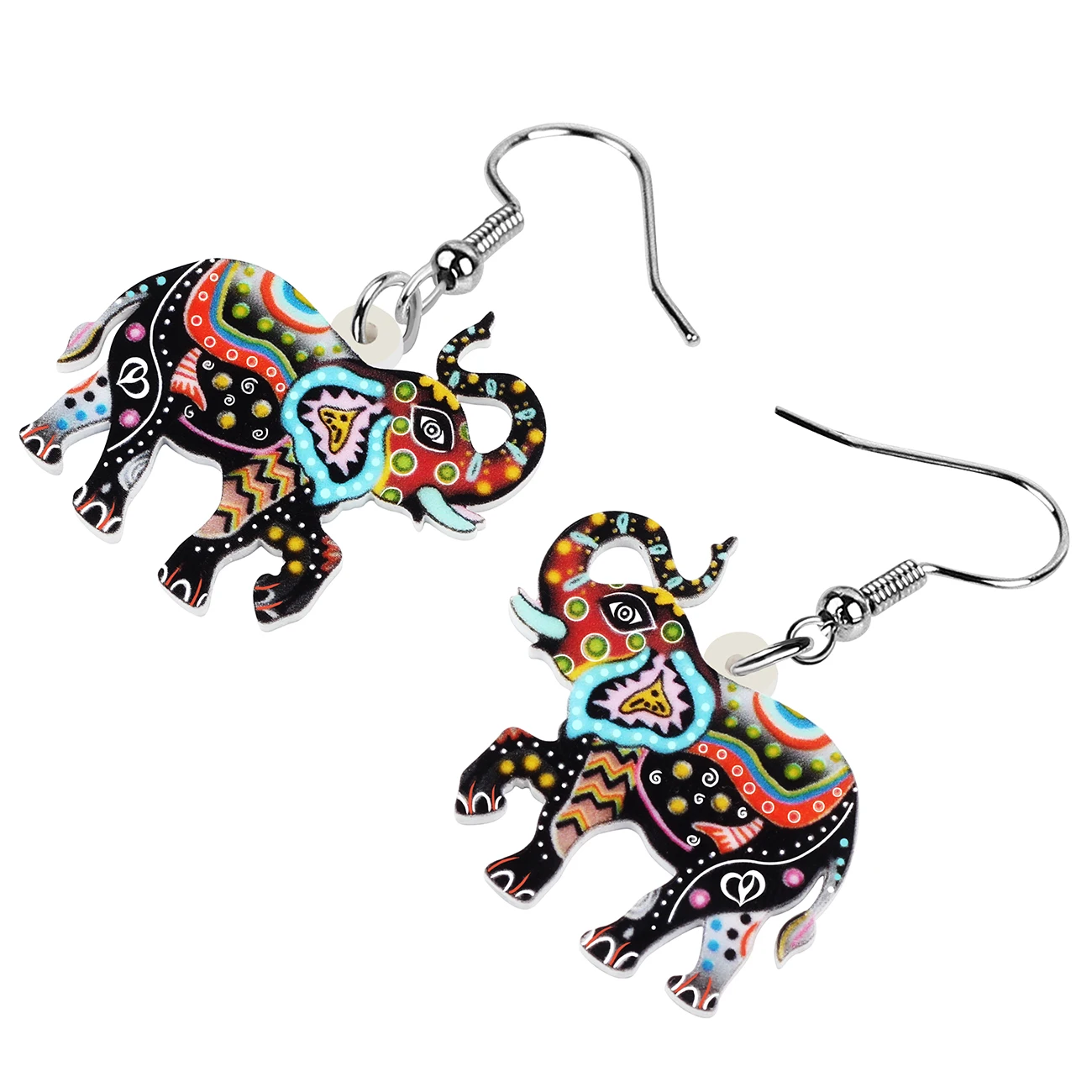 BONSNY Acrylic Africa Vintage Totem Long Nose Elephant Earrings Long Drop Dangle Fashion Animals Gifts Jewelry For Girl Women