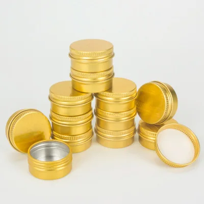 

10g 15g 50g 60g Empty Gold Aluminum Cream Jar Pot Nail Art Makeup Lip Gloss Cosmetic DIY Travel Metal Tea Candy Tins Containers