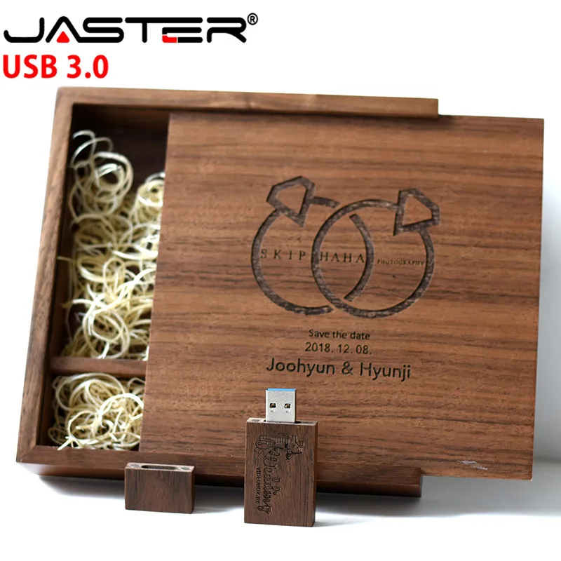 JASTER USB 3.0 di TRASPORTO LOGO Acero Album di Foto usb + Box flash drive Pendrive 4G 16GB 32GB 64GB Fotografia regalo di Nozze 170*170*35mm