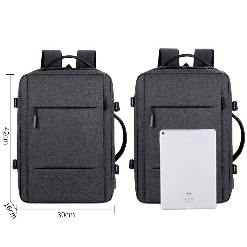 Nam Công Suất Lớn Có Thể Mở Rộng Ba Lô Sạc USB Laptop Nam Bagpack Chống Nước Kinh Doanh Du Lịch Lưng Hành Lý Mochila