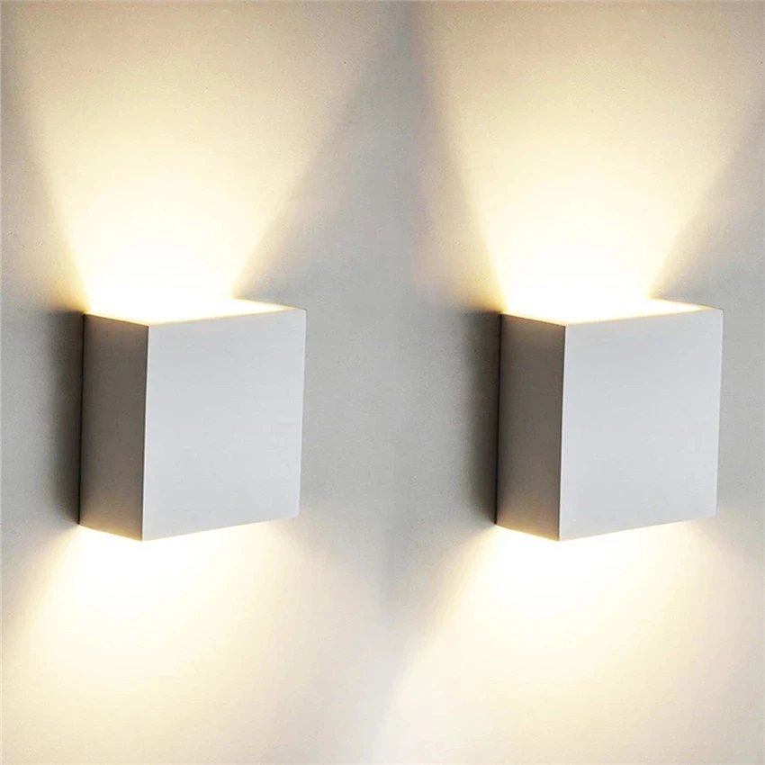 dimmable cube cob led iluminacao interior lampada de parede branca e preta decoracao de casa moderna lampada sconce 6w 85265v 01