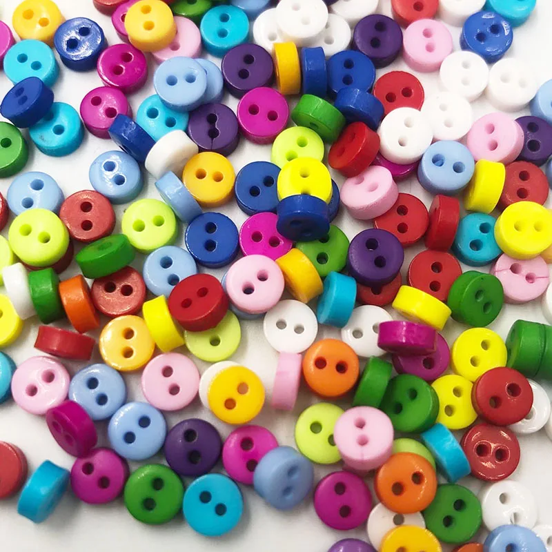 200pcs Mixed 2 Hole Resin Cute Supper Mini Buttons Sewing Round Decor Card Making DIY Lovely Home Decor Tools 6mm PT38