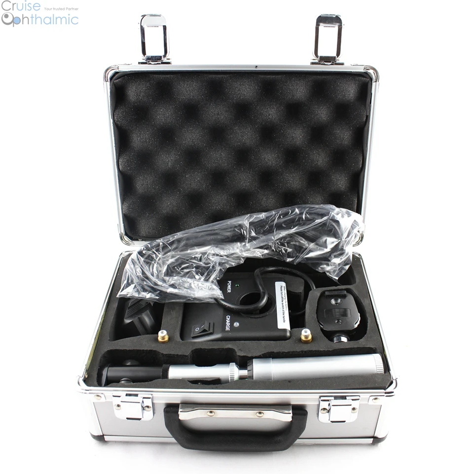 Rechargeable Desktop Ophthalmoscope and Retinoscope Set Halogen Bulb Single Slot Charger | 5 Apertures FDA Ophthalmoscope