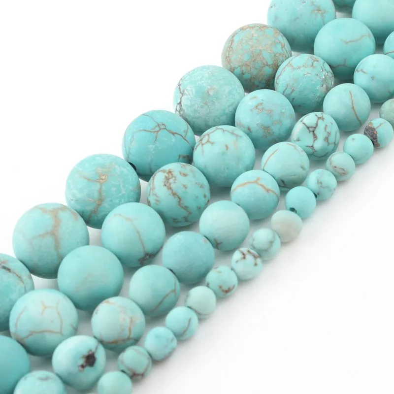 Natural Dull Polish Matte Blue Turquoises Stone Beads Forst Round Loose Howlite Beads For Jewelry Making DIY Perles 4 6 8 10mm