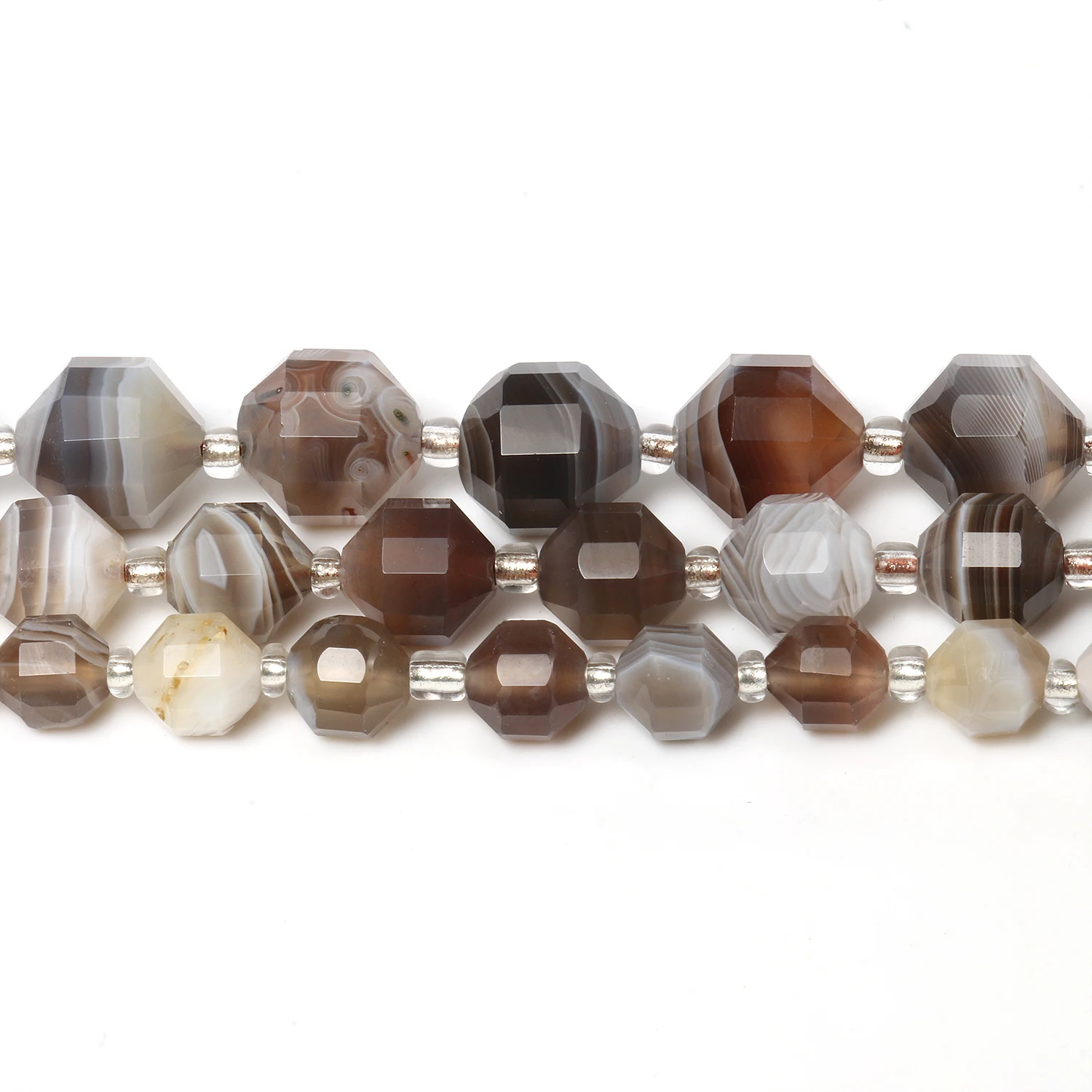 Faceted Botswana Sardonyx Agates Beads Natural Stone Loose Spacer Beads for Jewelry Making DIY Handmade Bracelet Accessories