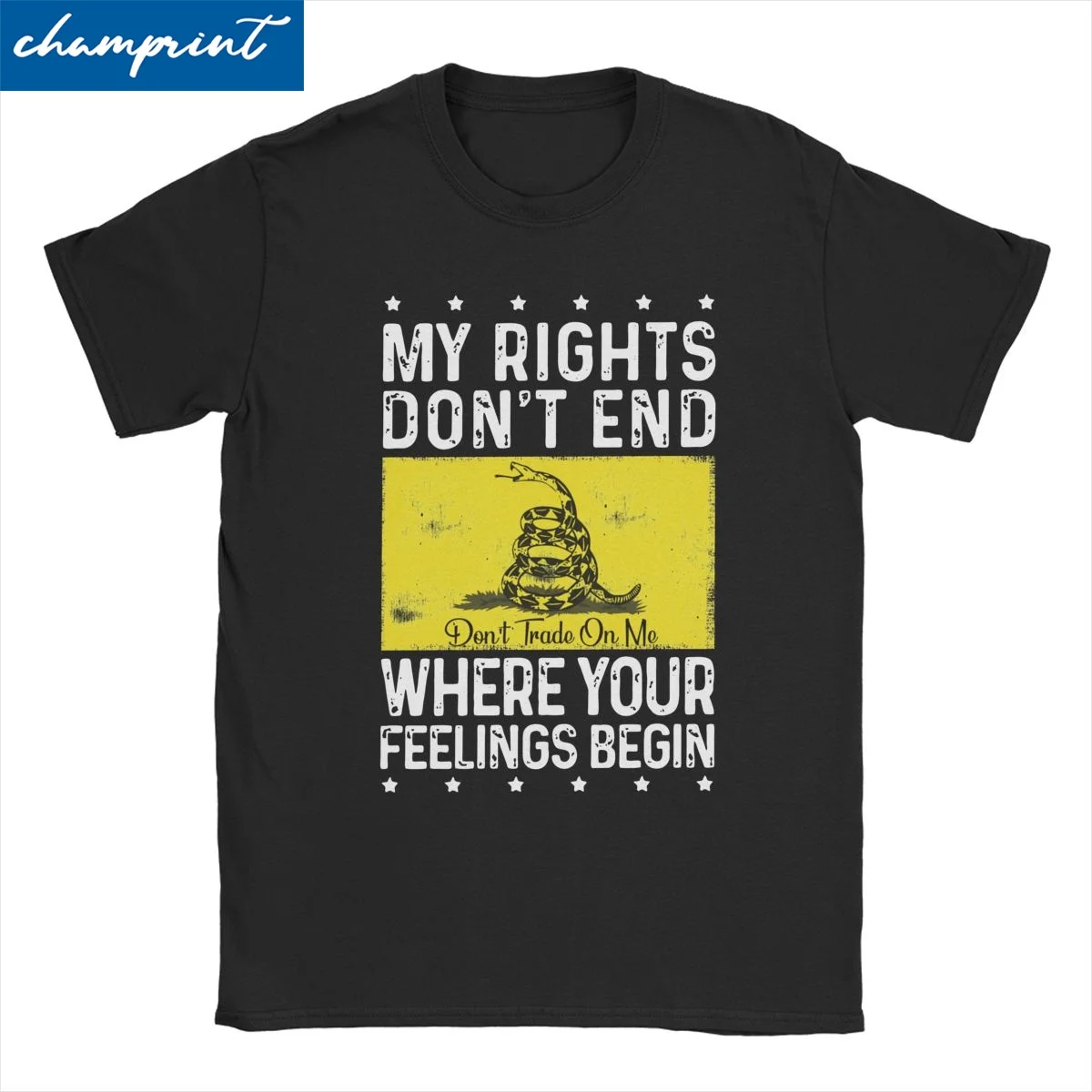 My Rights Don't End T-Shirts Men Women T Shirt Don't Tread on Me Tee Shirt Rattle Snake Gadsden Flag Clothes Crew Neck Clothes