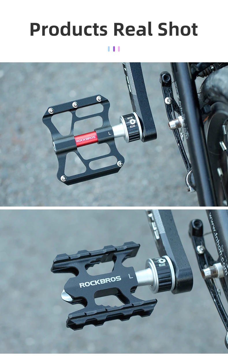 ROCKBROS Fahrrad Pedales Mtb Quick Release CNC Regendicht Dichtung Lager 8,2 cm Verbreitert Nicht-slip Chrom Molybdän Bike Straße pedal – Detail 12