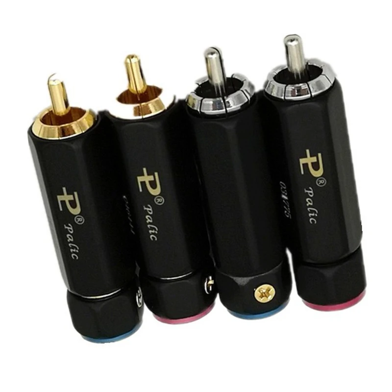 Hi-End Non-welding Rhodium Gold plated Brass 62% Copper 9mm Male RCA Audio Speaker AMP Cables Plug Connector Jack