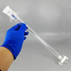 Columna de cromatografía de vidrio de laboratorio, 1 piezas con pistón de PTFE, columna de cromatografía de vidrio con núcleo de arena con calibre de boca estándar 24 #