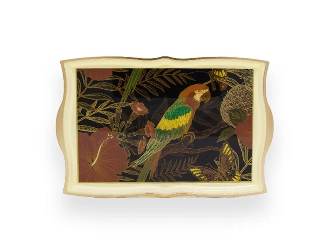 

DOLBOVI Zücev Parrot Pattern 48x32cm Akrılık service tray Cream AKRILIK-57 tray поднос plateau de service