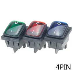 1pcs on off 12V/220V Heavy Duty 4 pin DPST IP67 Sealed Waterproof Auto Boat Marine Toggle Rocker Switch with LED 12V 220V 22*27