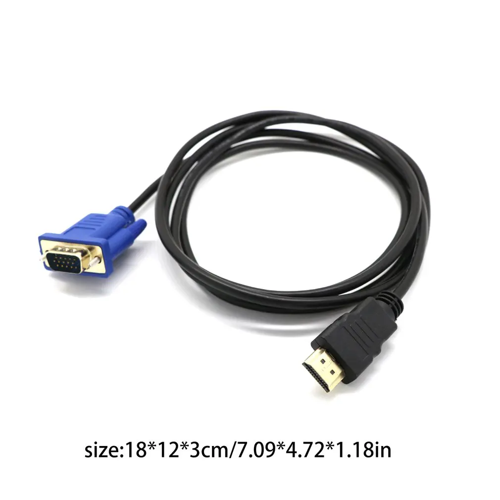 1M HDMI-compatible To VGA D-SUB Male Video Adapter Cable Lead For HDTV PC Computer Durable Video Adapter Cable