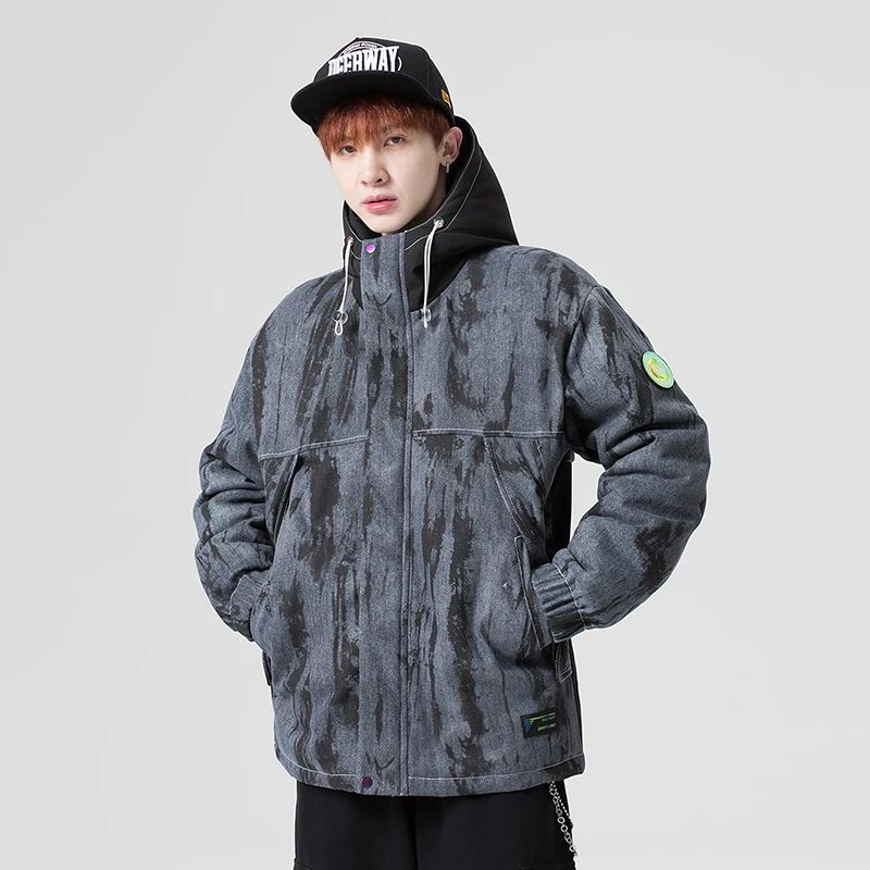 Mit kapuze Unten Jacke Männer Streetwear 2021 Neue Winter Brief Drucken Unten Mäntel Herren Dicke Warme Mit Kapuze Jacke Koreanischen Stil Oberbekleidung