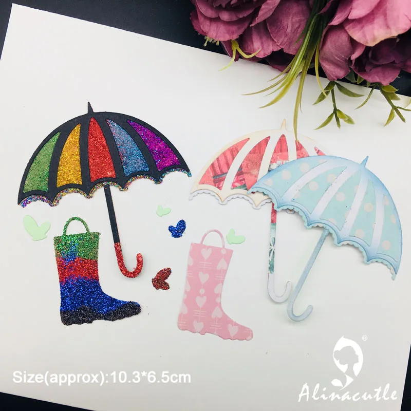 Alinacutle Metal Cutting Die Cut Umbrella Rainshoes Scrapbooking Paper Craft Handmade Card Album Punch Art Cutter