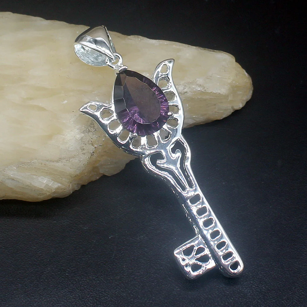 

Fashion Jewelry Unique Genuine 925 Silver Dashing New Purple Amethyst Pendant Necklace Gifts for Women Girls 20213987