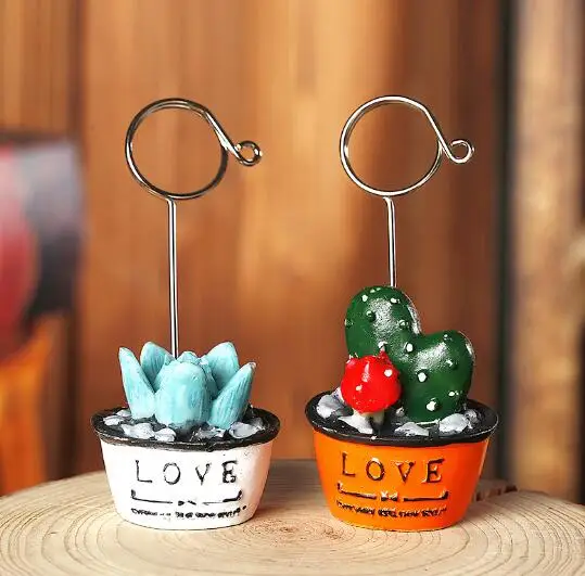 Creative resin succulent plant love business card folder 1002 imitation cactus memo message folder