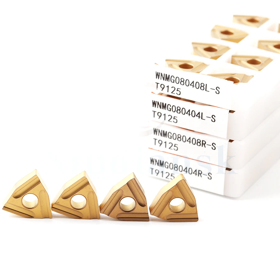 10pcs High quality WNMG080404 R-S T9125 WNMG080408 L-S T9125 carbide inserts External turning tool CNC Lathe Peach shape inserts