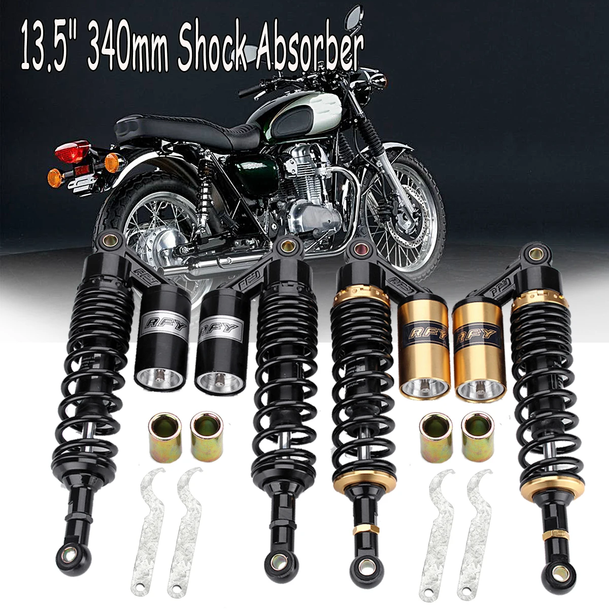 

340mm 13.5inch Motorcycle Air Shock Absorber Suspension Damper for Honda/Yamaha/Suzuki/Kawasaki