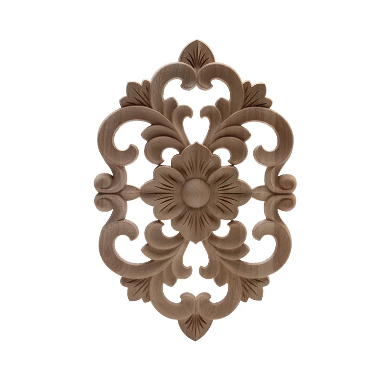 Wood Figurines Onlay Wood Applique Wood Decal Decor Antique European Long Large Floral Wooden Furniture Cabinet Walls European