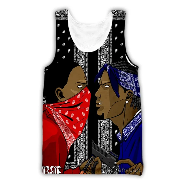 Blood Gang Bandana 3D Print Causal Clothing New Fashion Men Women Vest Size S-5XL mesh top