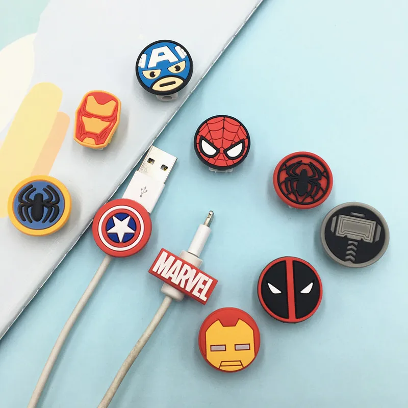 MINISO MARVEL USB Cable Earphone Protector Management Data Line Organizer Clip Protetor De Cabo Cable Winder For IPhone Android