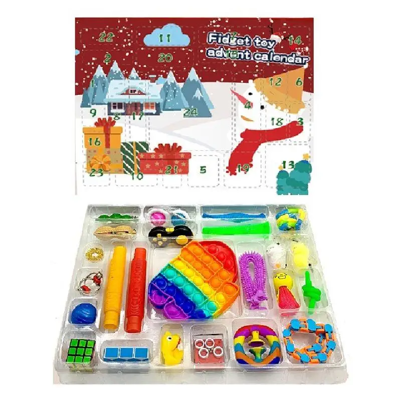 Quente 24 fidget brinquedo saco caixa mistério advento calendário surpresa páscoa caixa de presente anti-stress simples dimple crianças novidade brinquedo presente