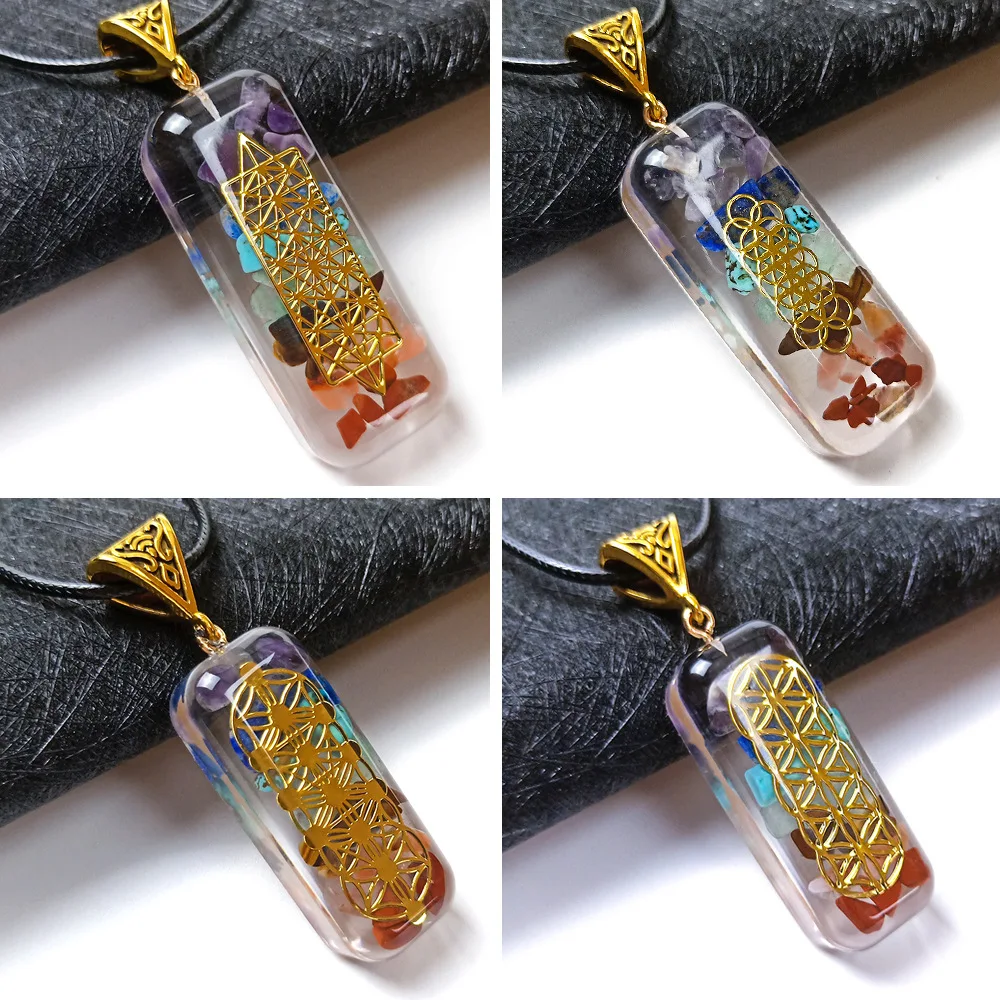 Orgonite Pendant Sri Yantra Chakra Necklace Sacred Energy Healing Crystals Necklaces for Women Pendulum Amulet Gifts Good Luck