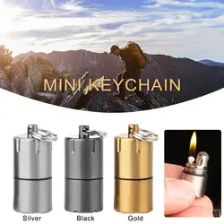 Mini Lighter Keychain Without Gas-oline Kerosene Oil For Outdoor Capsule Cigarette Lighters Metal Pendant Portable Key Ring Tool
