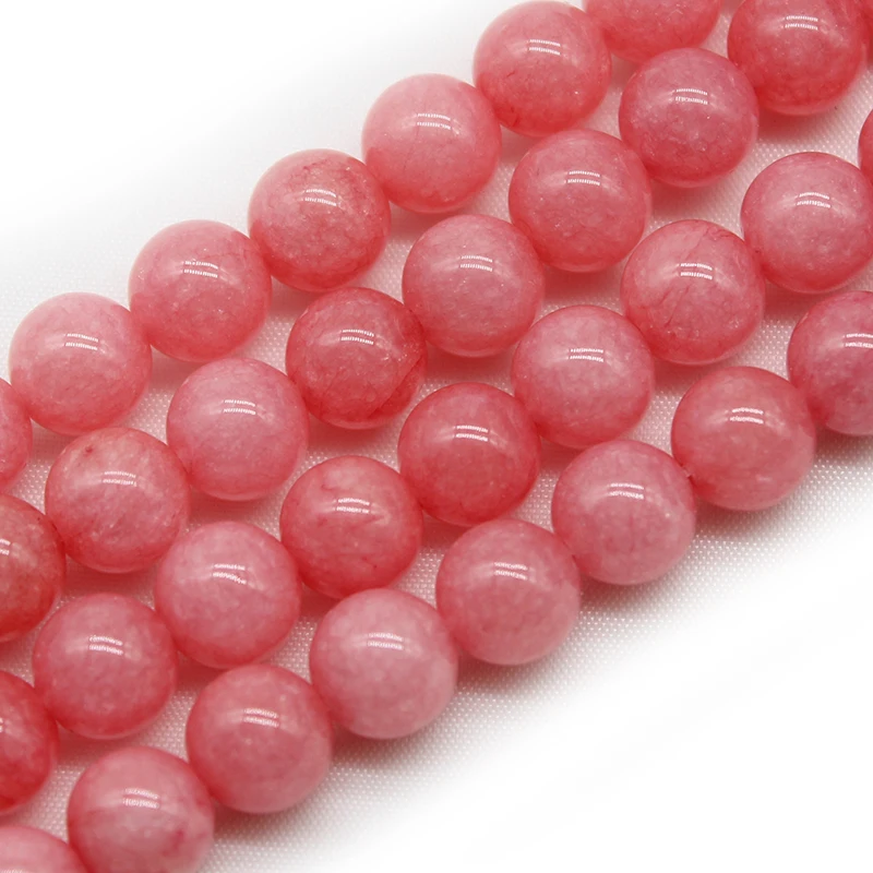 Perles rondes en pierre Rhodochrosite rouge naturelle, amples, pour la fabrication de bijoux, collier, Bracelet, 15 pouces, 6/8/10/12mm