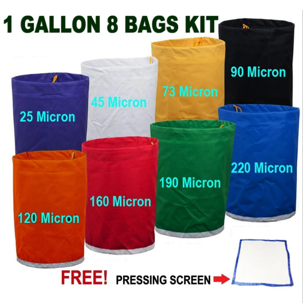 8pcs 5 Gallon Waterproof Filter Bag Bubble Bag Garden Grow Bag Hash Herbal Ice Essence Extractor Kit Extraction Bag