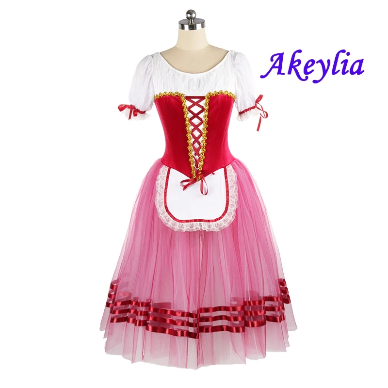 Red Ballet Dress Giselle for girl Romantic Ballet Tutu adult long Soft tulle YAGP Professional ballet costume Women JNBL110