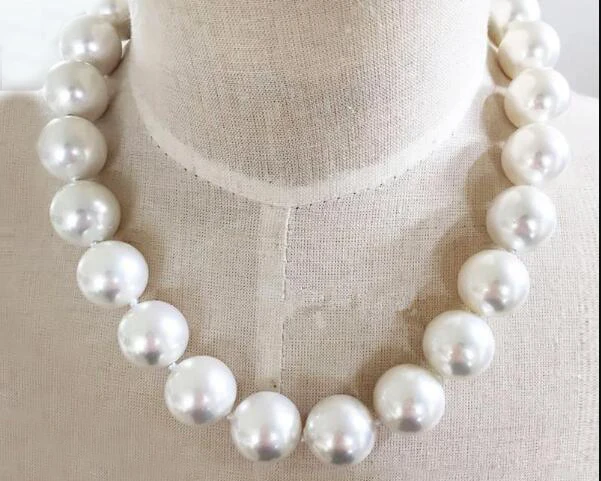 16mm white Round shell pearl necklace heart clasp Natural SOUTH SEA SHELL PEARL