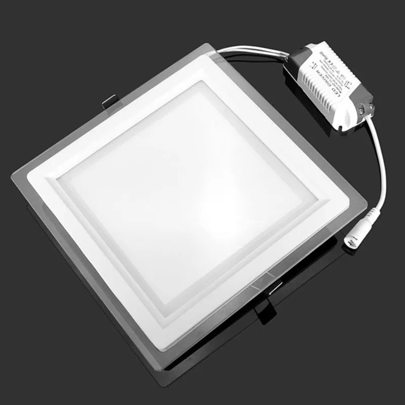 Lámparas empotradas de techo para el hogar, Panel de luces LED de vidrio cuadrado/redondo, 6W, 9W, 12W, 18W, sala de estar y cocina