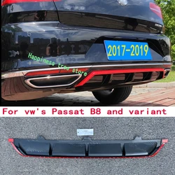For Vw's Passat B8 Variant Spoilers GTE 2017 2018 2019 PP Rear Bumper Black SliverPaint Rear Boot Diffuser Cover Accessories