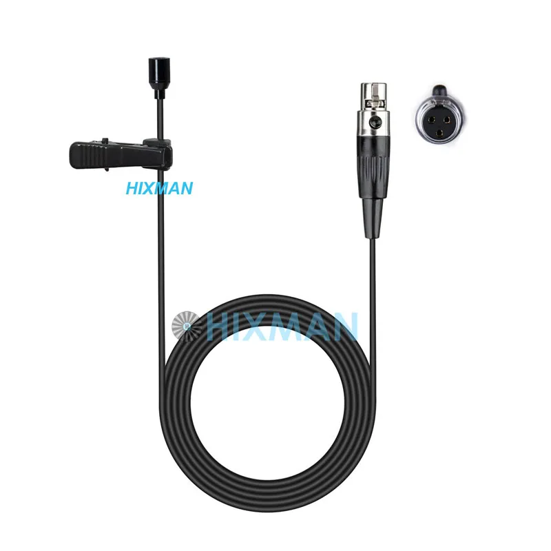 HIXMAN Black LM2-AK OmniDirectiona Lav Lavalier Lapel Condenser Microphone For AKG SAMSON Audix Wireless beltpack transmitter