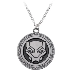 Marvel Movie Black Panther Movie Jewelry Necklace Retro Fashion For Men Round Enamel Necklace Jewelry Gift