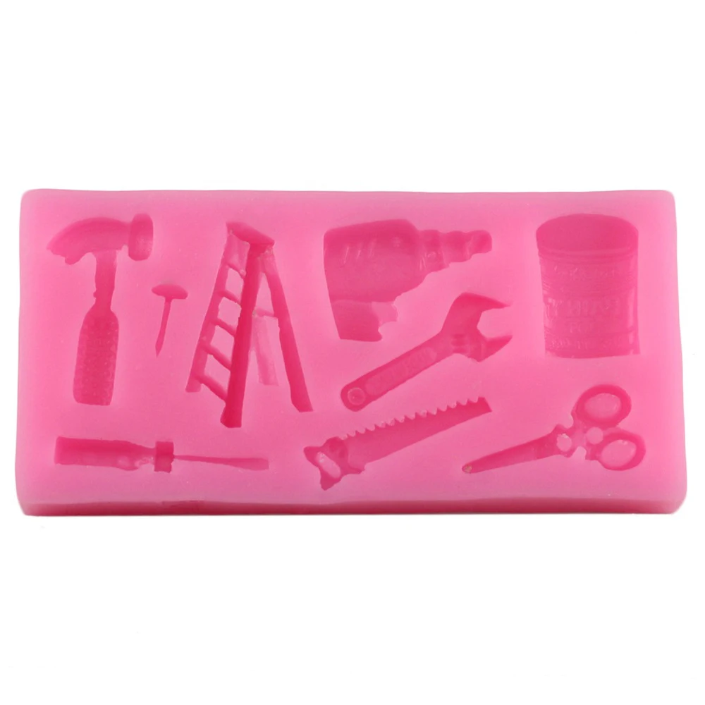 3D Hardware Spanner Scissors Saw Ladder Silicone Fondant Molds DIY Cake Decorating Tools Candy Chocolate Gumpaste Moulds