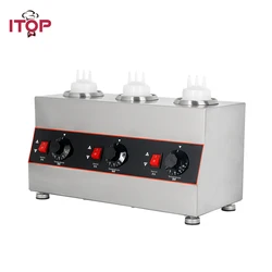 ITOP Commercial Chocolate Heater Sauce Warmer Electric Stainless Steel 1/2/3/4 Bottles Soy Jam Heater Filling Machine