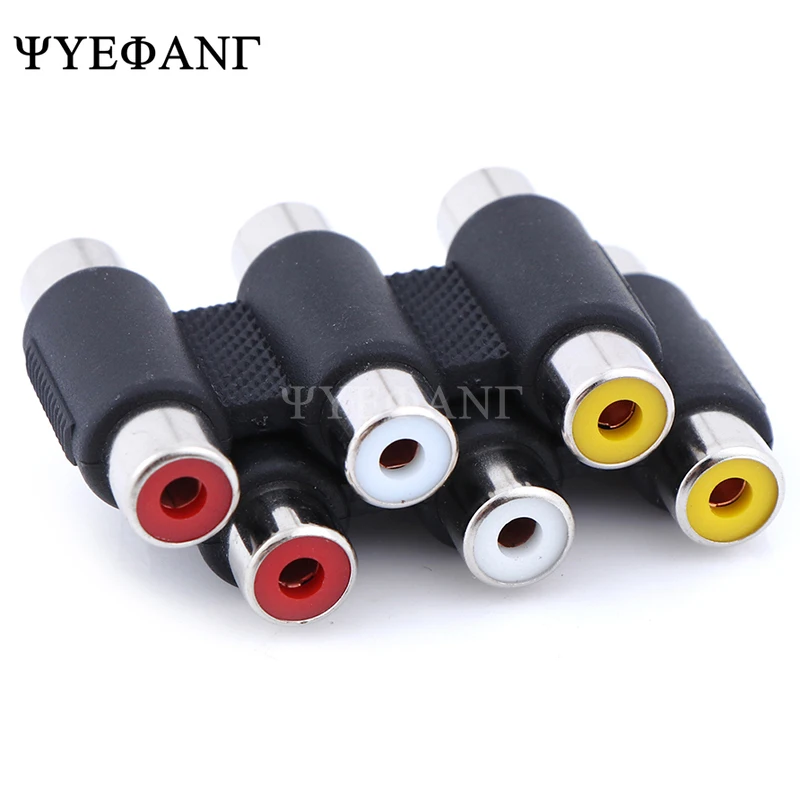 1 Pcs Multi-Functionele Audio Video Connector 3 Rca Av Coupler Mini 3RCA Vrouwelijke Aan Vrouwelijke Adapter Socket Extension converter