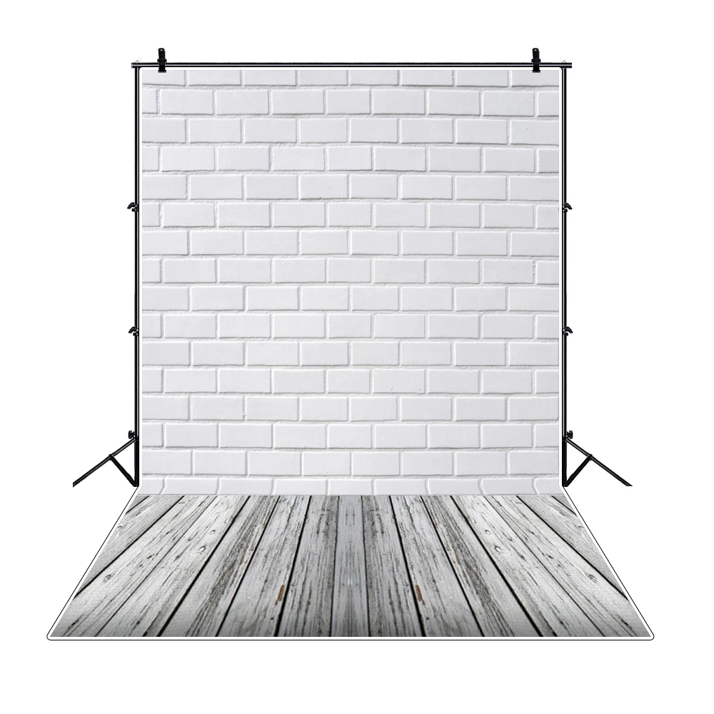 

Laeacco White Brick Wall Floor Solid Color Photo Background Baby Child Portrait Vinyl Photocall Photography Backdrops Studio