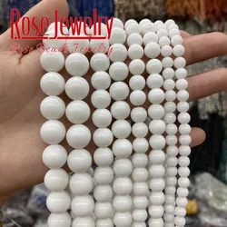 Natural White Agates Beads White Onyx Smooth Spacer Round Stone Beads For Jewelry Making Accessories 4 6 8 10 12mm 15'' Strand