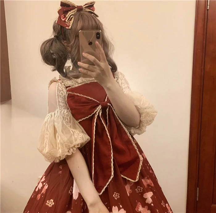 Słodka księżniczka sukienka lolita koronka w stylu vintage bowknot śliczny nadruk wysokiej talii sukienka w stylu wiktoriańskim kawaii dziewczyna gothic lolita jsk loli cos